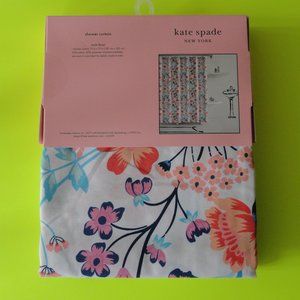 Kate Spade Shower Curtain NEW Cotton MULTI FLORAL designer white blue pretty H91
